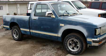 Pickup truck before paint removal