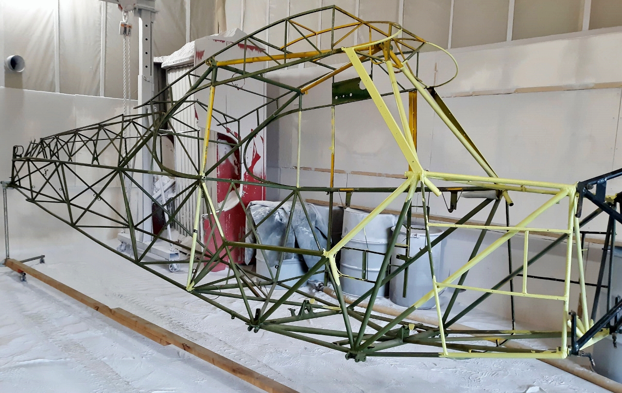 Media blasting and powder coating FAQ. Ultralight airplane frame before soda blasting