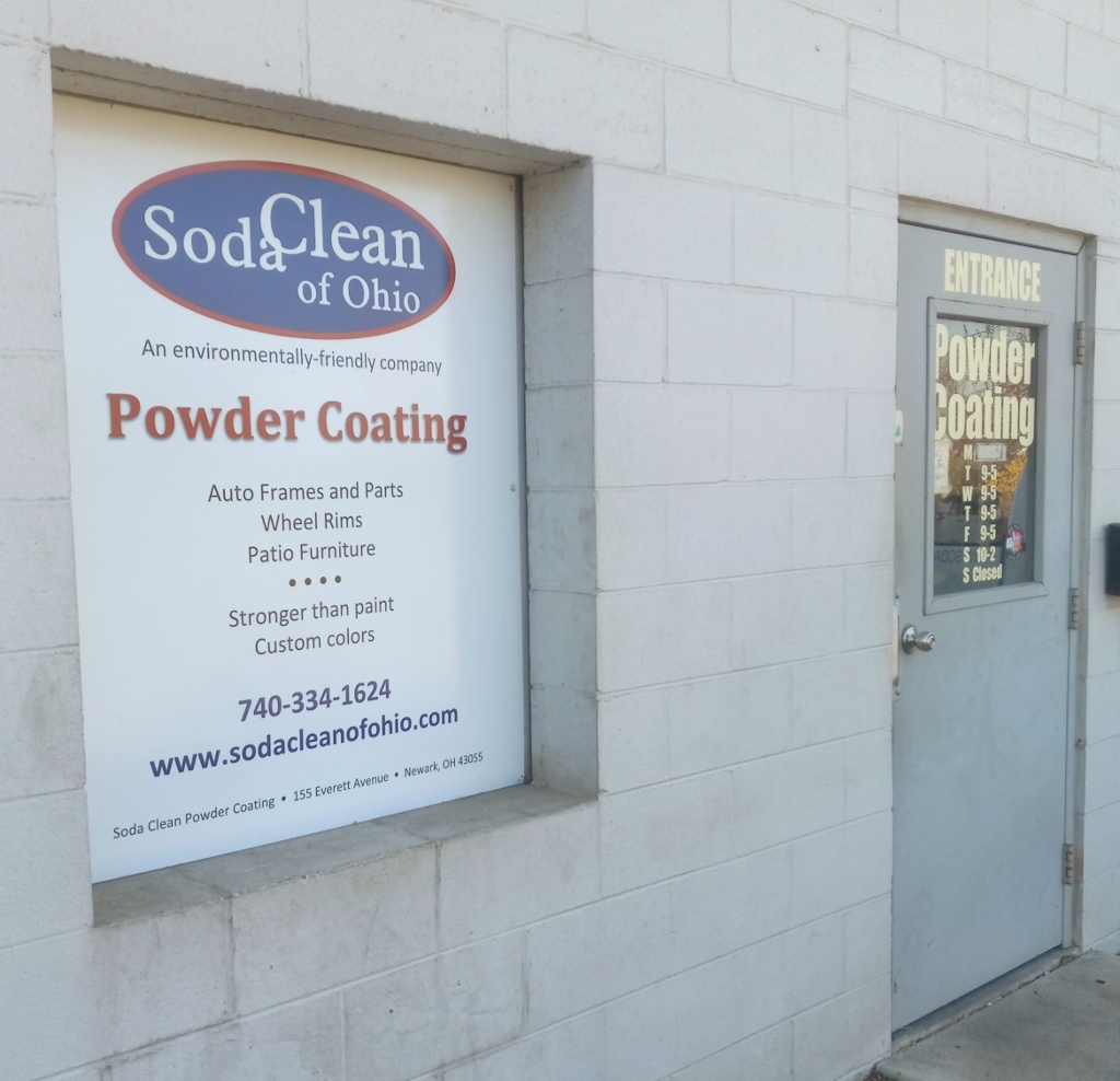 Front entrance of Soda Clean of Ohio Powder Coating Division, 155 Everett Avenue, Newark, Ohio