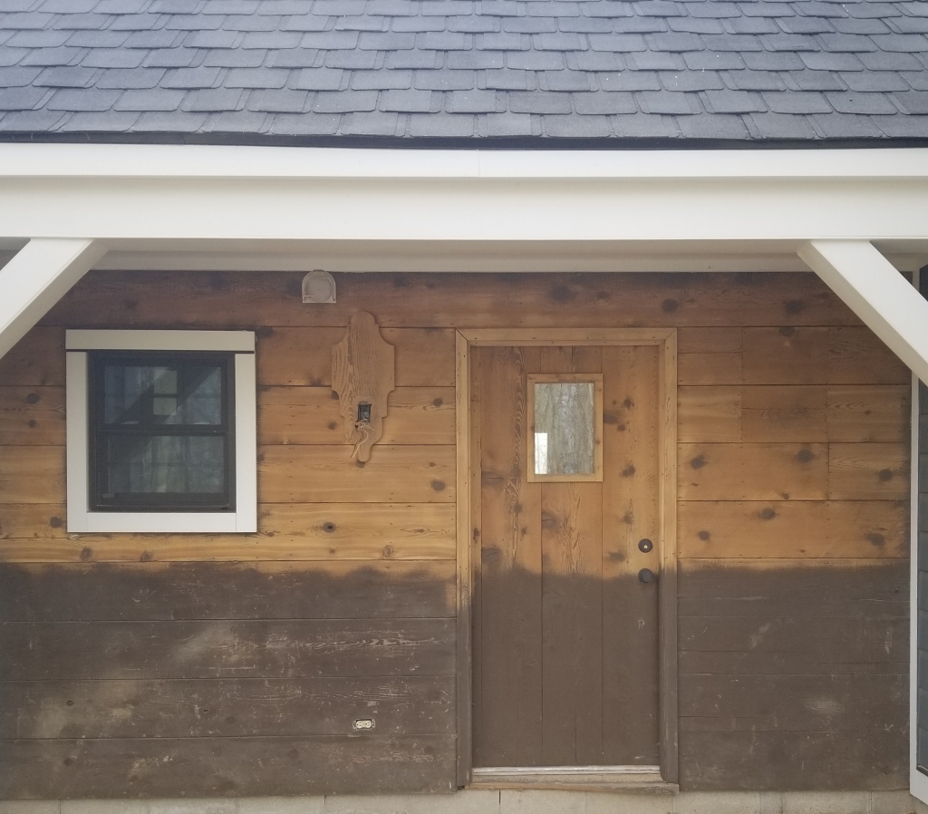 Wood restoration. We used crushed corn cob on this home to remove paint and accumulated dirt to restore the wood.